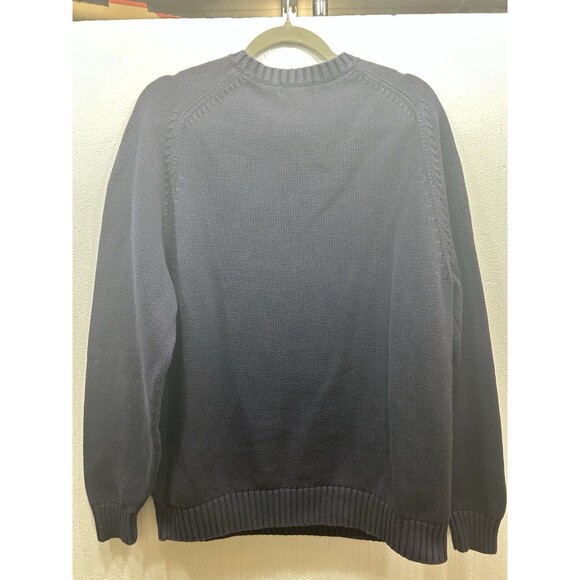 Lands’ End Mens Large Crewneck Sweater Navy Blue Cotton Pullover - Picture 2 of 6